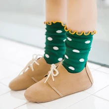 Модные детские носки высокого качества для маленьких мальчиков и девочек, хлопковые носки с оборками в горошек, z057