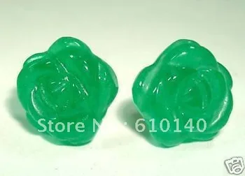 

6PCS E0-25H Gorgeous Green Carved Flower Studs Earring