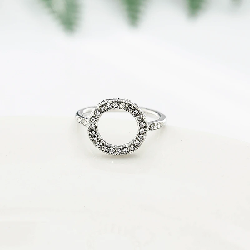 Sonykifa Винтаж круглой формы Pandoro ожерелье ювелирное серебряное кольцо набор для женщин прозрачный кристалл элегантный подарок на праздник ювелирные изделия
