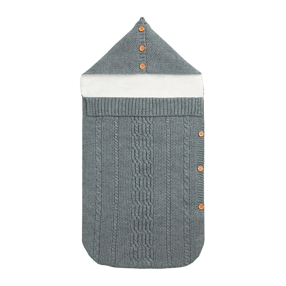 

Winter Thermal Newborns Envelopes Thick Warm Baby Sleeping Bags Soft Hooded Stroller Sleepsacks for Toddler Babies Knitted 0-6M