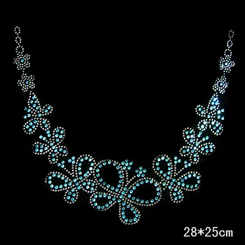 

Clear Crystal Bow necklace Clothing DIY strass hotfix Rhinestone applique Pattern motif Iron On Heat transfer Designs T-shirts