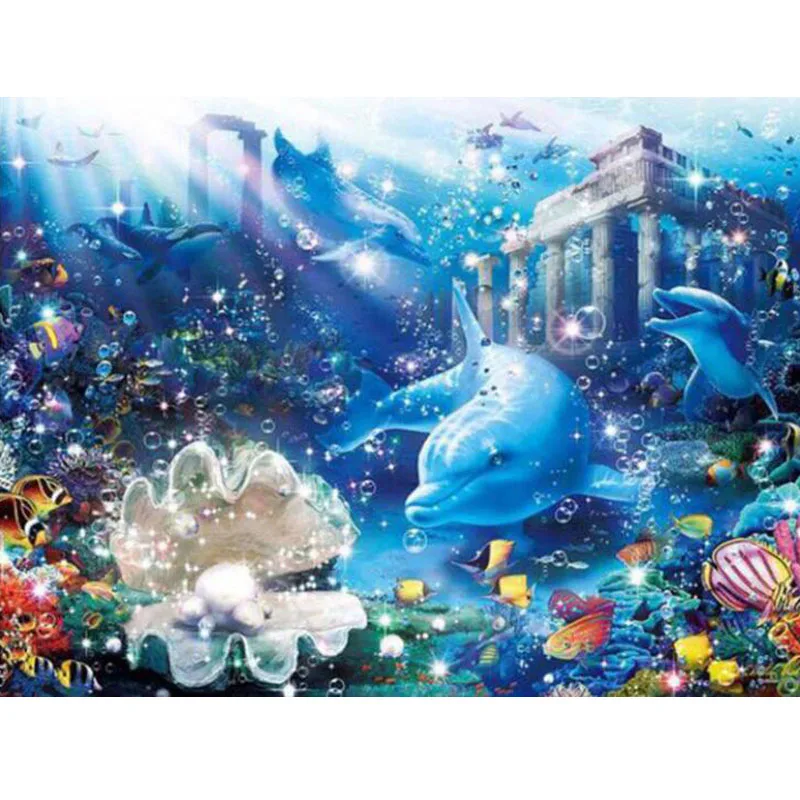 Diamond Dots Kits Dolphins Home Full Square 5D Diy Embroidery Painting Cross Stitch Rhinestone Mosaic Decor | Дом и сад