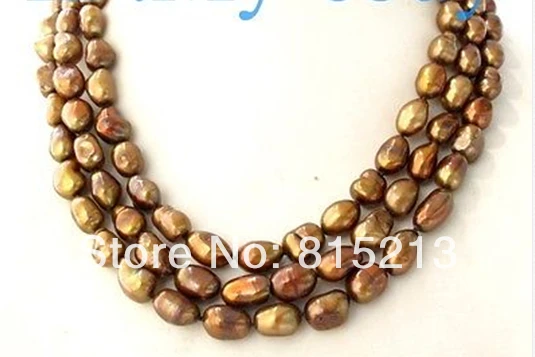 

ddh001290 3 Strands Coffee Baroque Freshwater Pearl Necklace Mother of Pearl 28% Discount (A0513)
