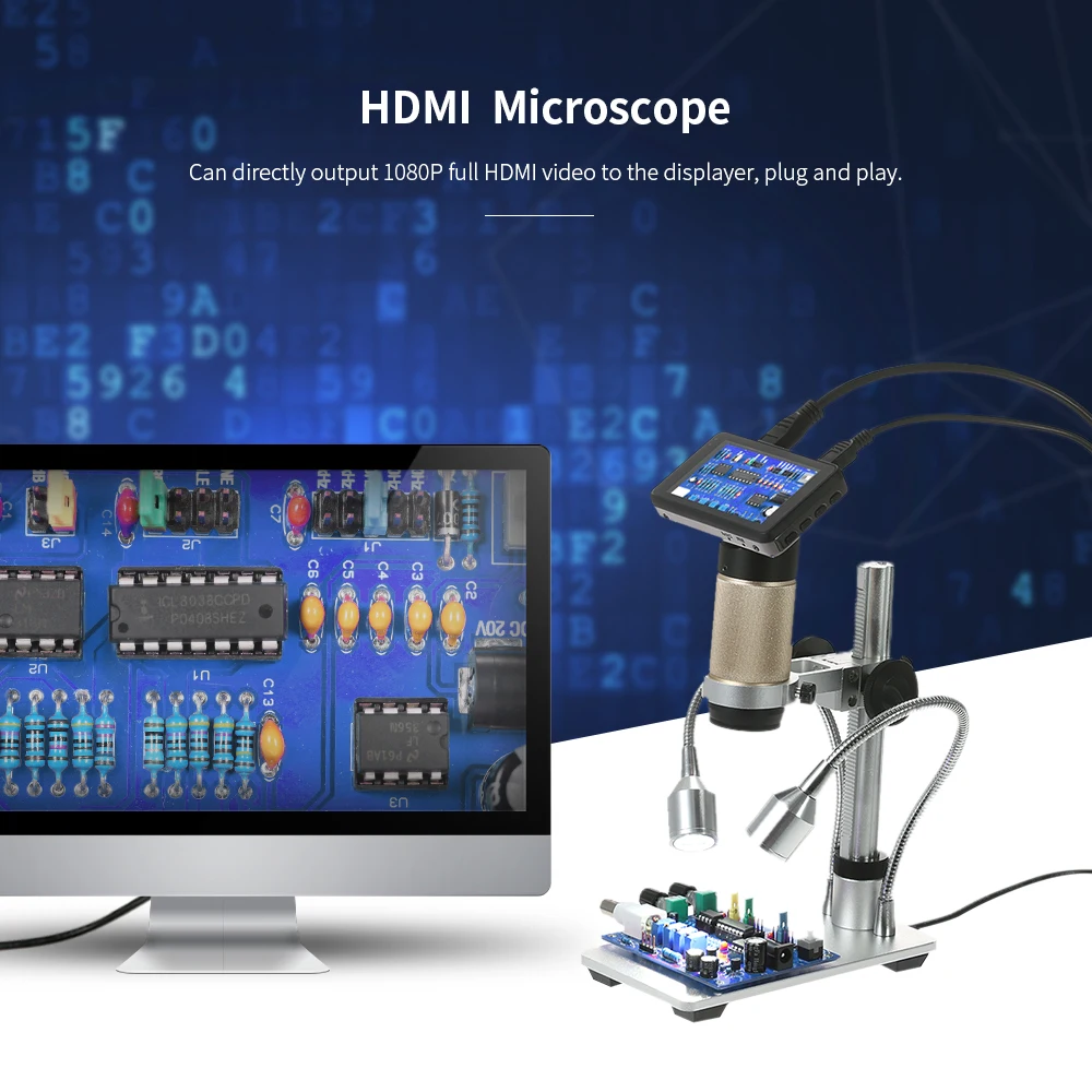 

300X HDMI 3.0MP Electronic Digital Video Microscope 3.0 inch LCD Display 1080P Soldering USB LED Long Object Distance Microscope