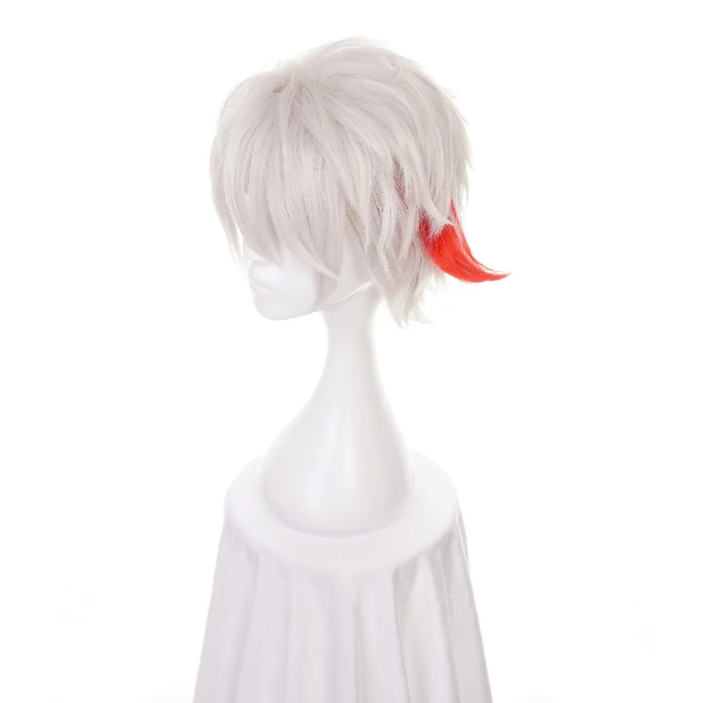 Ccutoo 30 см серебристый, белый и красный микс короткий аксессуар для волос пушистой цветок синтетические парики термостойкость костюм вечерние парики игры