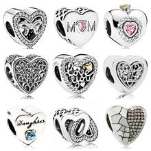 Btuamb Punk Vintage hueco amor corazón esmalte aleación cuentas Ajuste Original Pandora pulseras collares para mujeres que hacen regalo de joyería(China)