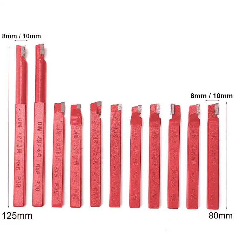 11 шт. 10*10 мм твердосплавный наконечник набор паянных фрез инструменты, сварочный токарный инструмент держатель для Металла Токарный станок с ЧПУ