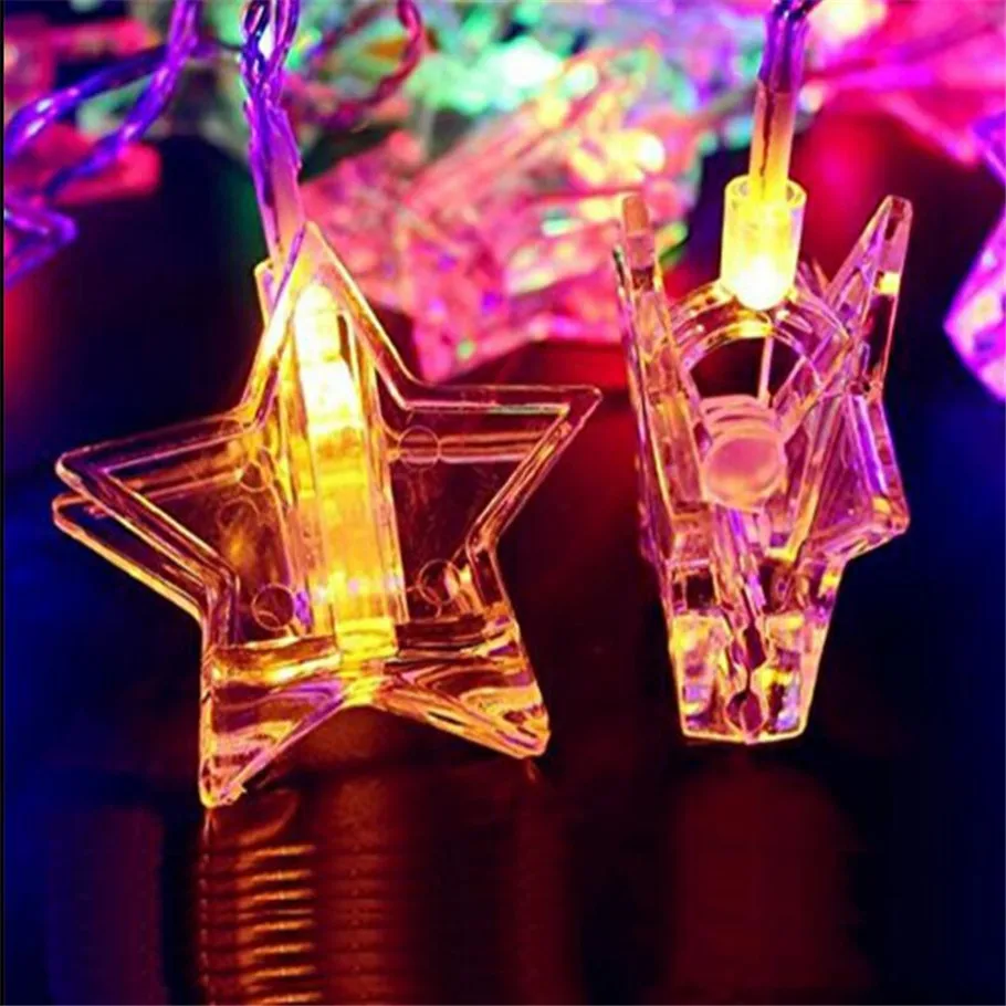 Factory Sales Latest models 3xAA Star Card Photo Clip LED String Lights