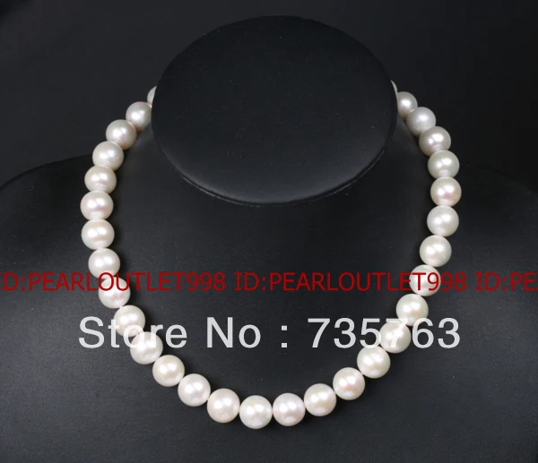 

HOT AA HUGE 12MM WHITE FRESHWATER PEARL NECKLACE SILVER