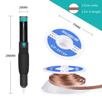 

1 PCS Aluminium Solder Sucker Desoldering Pump Welding Tool Solder Sucker Desoldering Wick with 2pcs Solder Braid Solder Wick