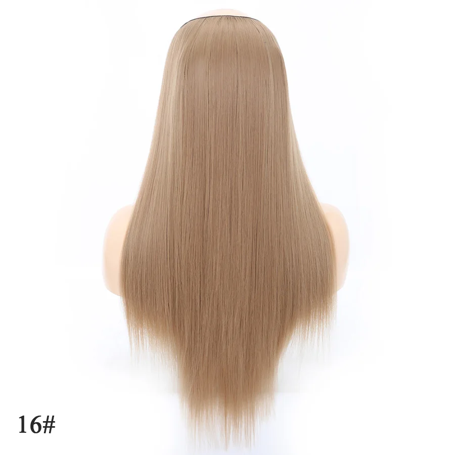 Leeons 2" u-часть парик Синтетический зажим для наращивания волос женские термостойкие поддельные волосы кусок Омбре коричневый длинные волосы натуральный - Цвет: 16