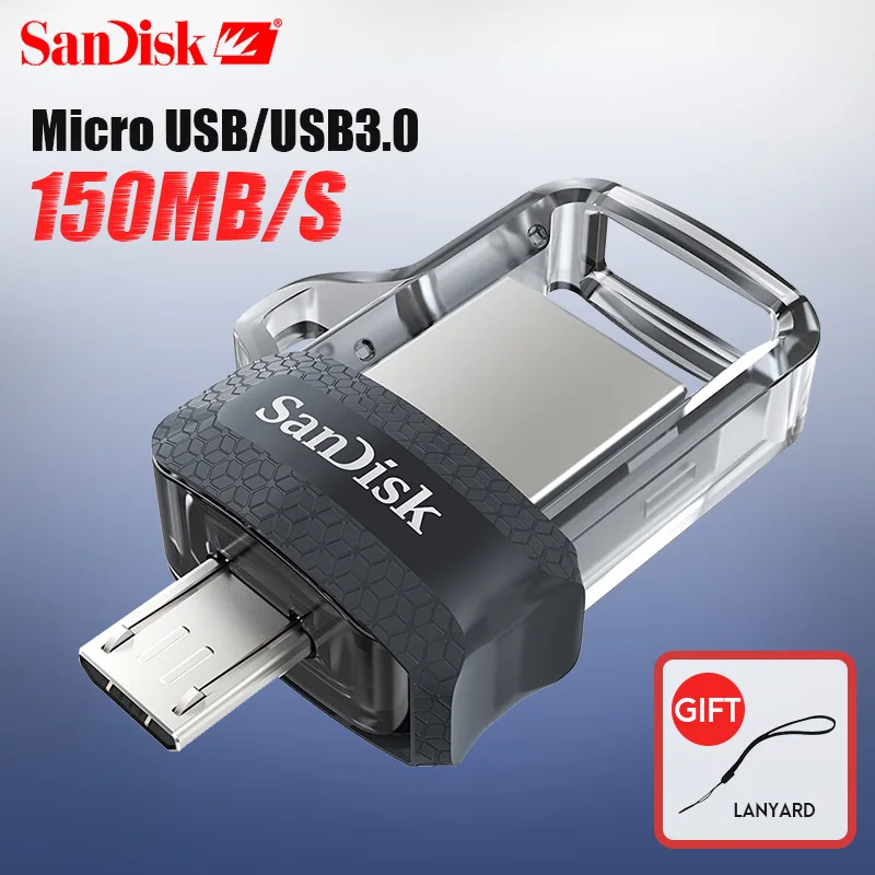 SanDisk OTG USB флэш-накопитель 32 Гб 16 Гб USB 3,0 двойной мини-накопитель 128 Гб 64 Гб флешки для ПК и Android телефонов