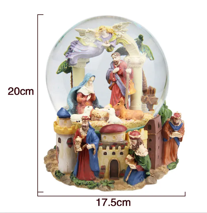 17*20 см Virgin Mary Manger рождественские снежные шары Хрустальная музыкальная шкатулка стеклянная украшение для дома рождественские подарки на год