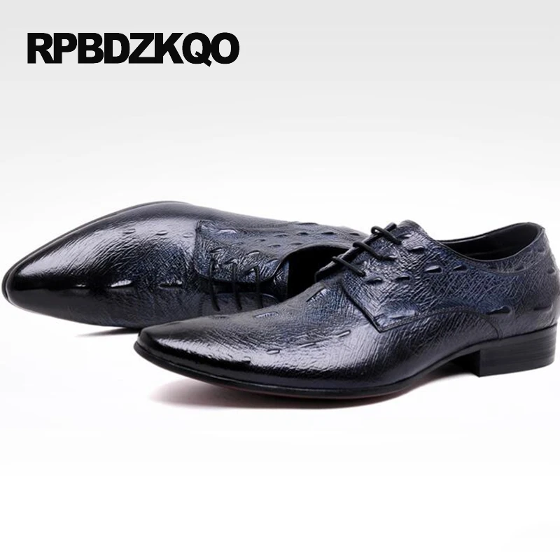 Printemps Italien Bleu Bout Appartements Crocodile Alligator Automne Respirant Lacent Robe 2017 Partie Hommes bleu Noir Mode Pointu Chaussures O5x68qzw