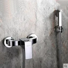 4 типа биде спрей душ сопла набор, 2 отверстия настенный туалет Промывочное устройство костюм, медь холодной и горячей воды биде кран