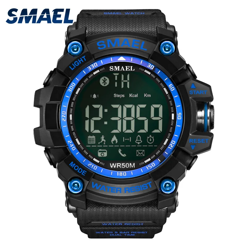 SMAEL android ios Bluetooth Смарт часы мужские водонепроницаемые спортивные наручные 1617B