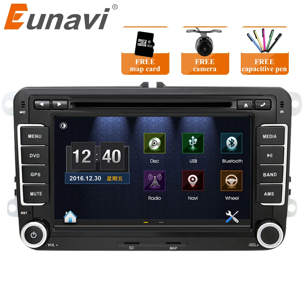 

Eunavi 2 Din 7'' Car DVD Player Radio GPS Navi For VW Golf Polo Jetta Touran Mk5 Mk6 Passat B6 2din Stereo tablet pc in dash usb