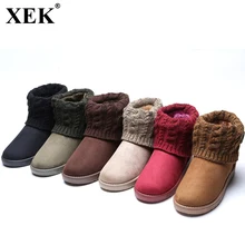 XEK/новые женские ботинки теплые зимние ботинки до середины икры женские ботинки из флока с толстым плюшем и шерстью Женская обувь 41 JH277