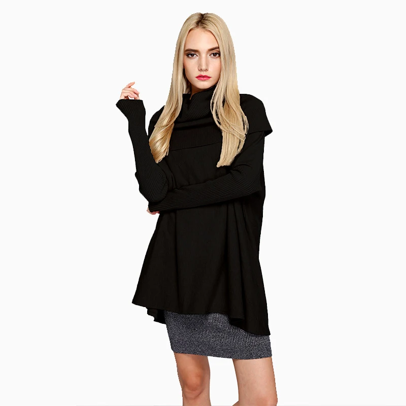Loose turtleneck bat cardigan long sleeved sweater Pullover Sweater Womens winter sweater (5)