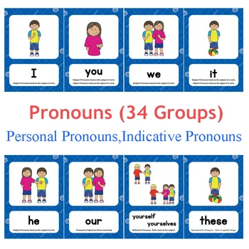 

34 Groups/set Pronouns English Pocket Flashcards Educational Children Brinquedos Educativos Para Criancas Educatief Speelgoed