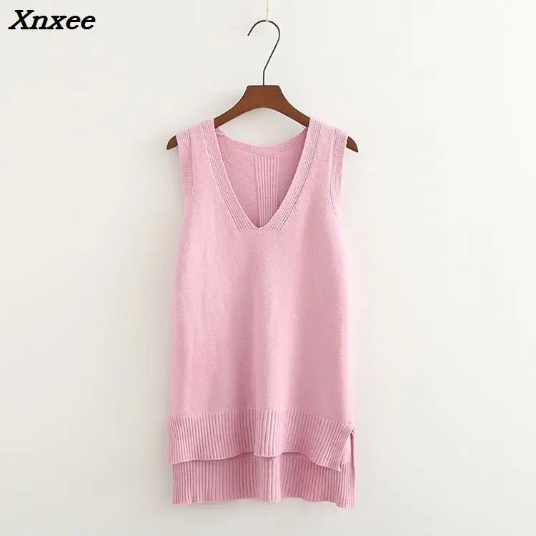 vest sweater women V-neck pullover vest Fashion wild Female sweater 2018 autumn women long pullover vest sweater Solid color vest sweater women V-neck pullover vest Fashion wild Female sweater 2018 autumn women long pullover vest sweater Solid color