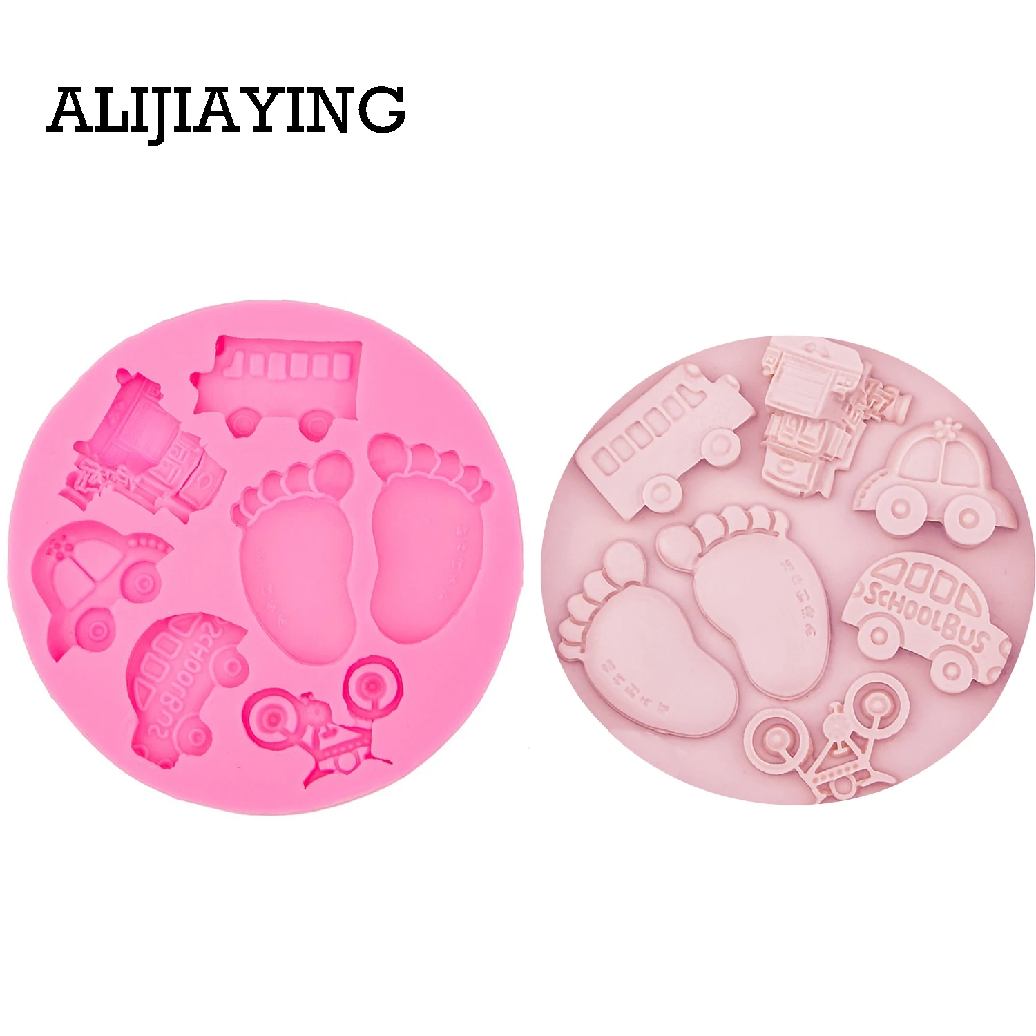 

M0511 1Pcs Car bicycle silicone molds, Baby feet fondant cake molds chocolate mould for the Kitchen Baking Accessories