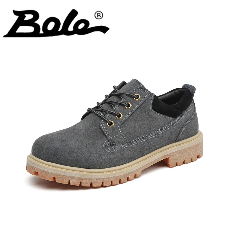 

Men Martin Boots Round Toe Lace Up Cow Suede Boots Spring Autumn Style Single Shoes Men Light Low Top Lace Up Non-slip 3colors