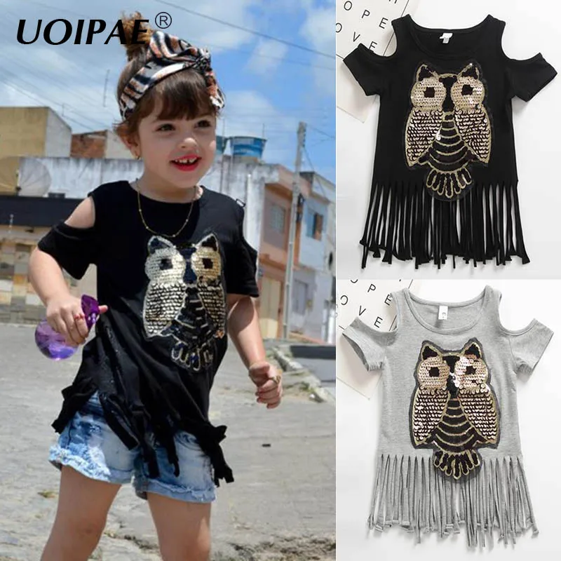 

Girls Dress 2018 Summer Tassel Sequin Owl Princess Dresses Baby Kids Girls Clothes Wedding Party Dresses Children Clothing BK02