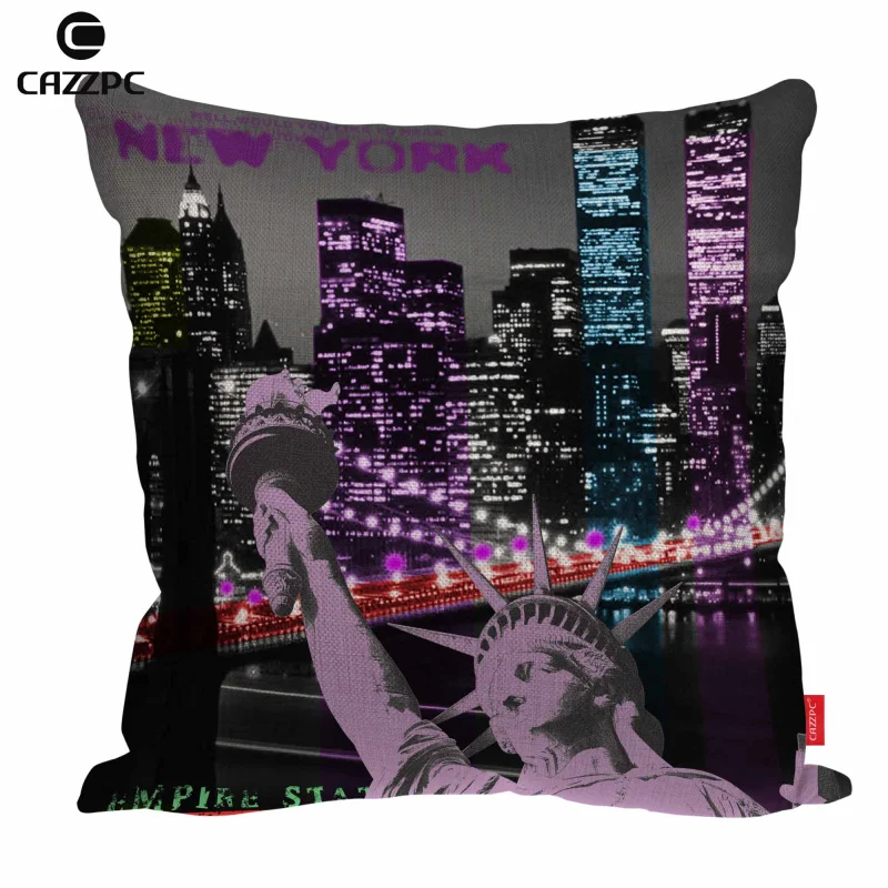

Statue of Liberty in New York at Night Print Linen Car Sofa Chair Decorative Throw Pillowcase Cushion Cover Home Decor