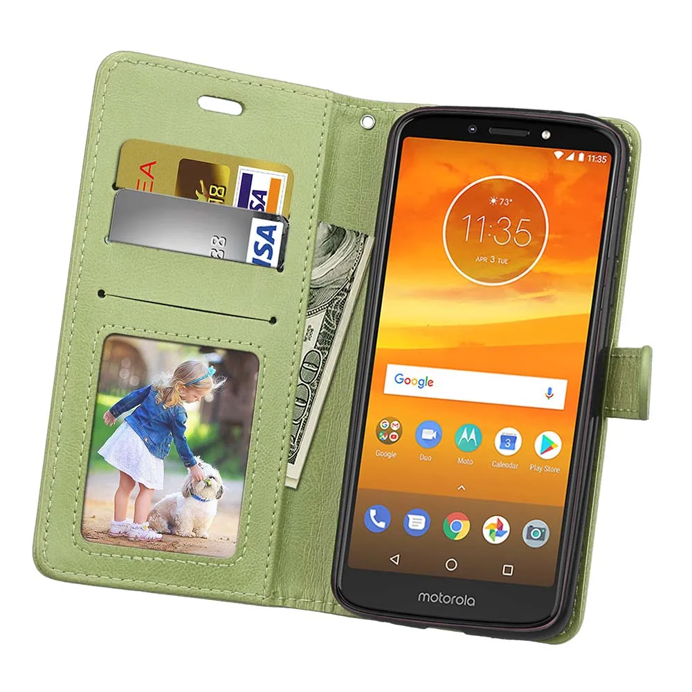 20 шт./лот Crazy horse 3 карт+ фоторамка кожаный флип чехол для Motorola Moto C C plus E4 плюс X4 E5 чехол