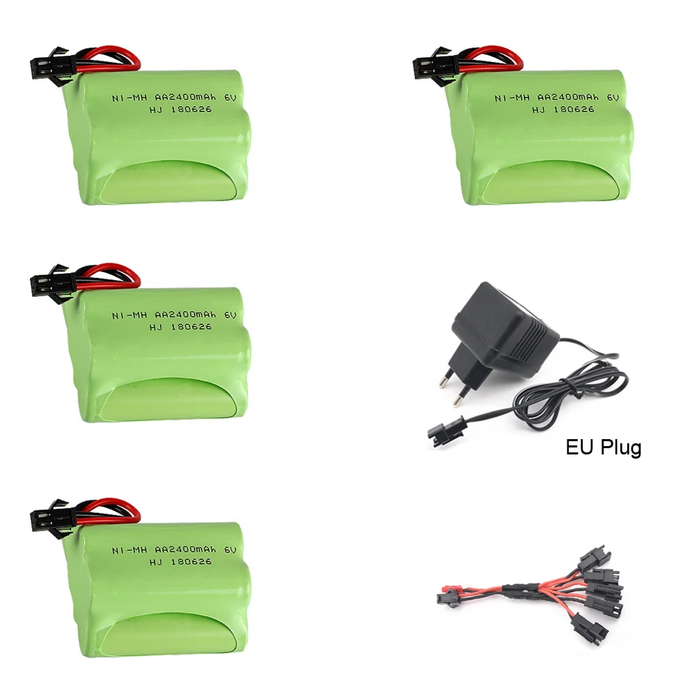 

6V 2400mah AA NI-MH battery pack T Type with charger cable set for Remote control electric toy lighting security facilities tool