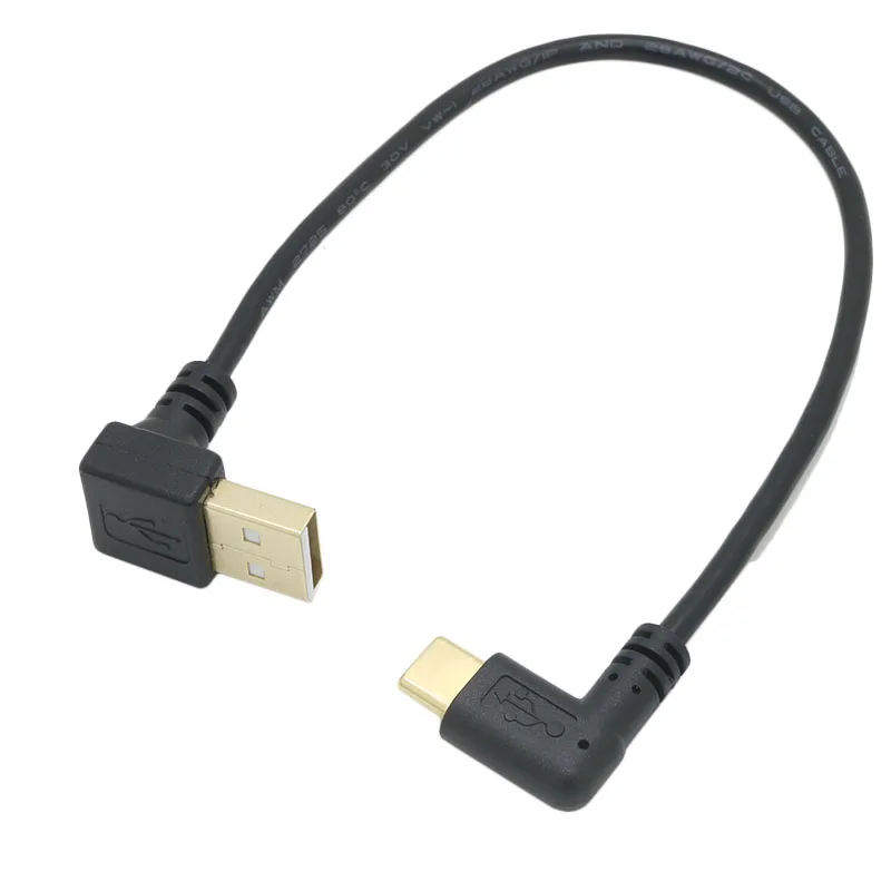 USB 2,0 A мужской 90 градусов вверх вниз угловой левосторонний правосторонний разъем локоть к USB 3,1 type C Локоть Мужской конвертер синхронизации данных зарядный кабель 20 см