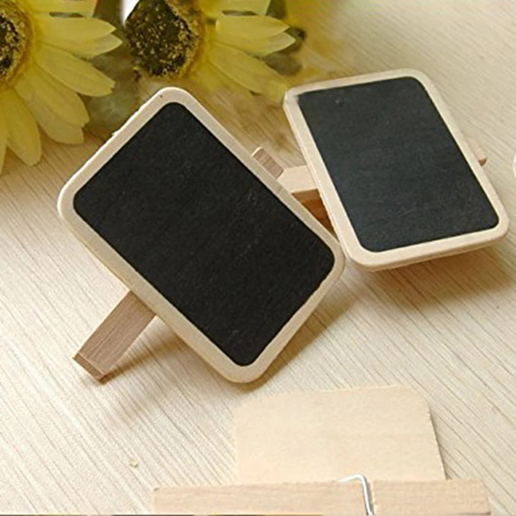 

10pcs Mini Wooden Blackboard Clamps Note Retangle Chalkboard Clip Tag Message Board for Wedding Party Paper Photo DIY