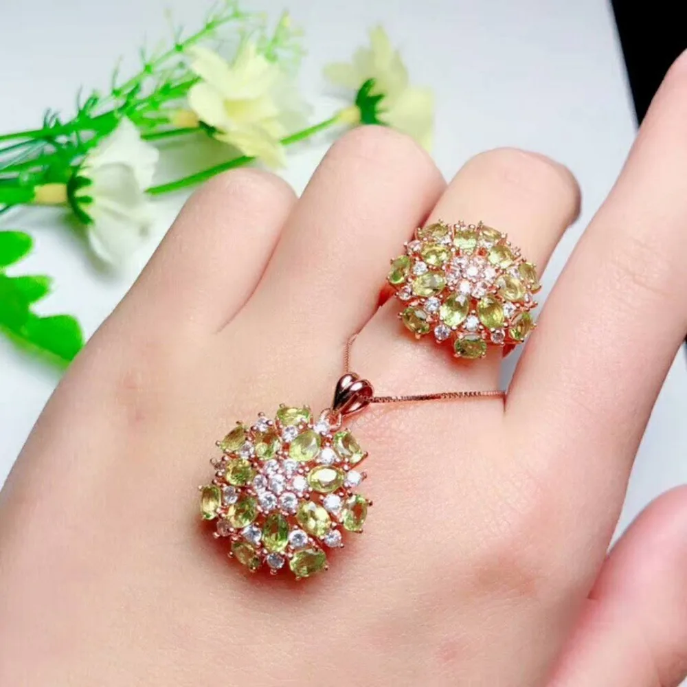 Верность естественно 3*4 мм перидот s925 серебро свежий fine jewelry подарочные наборы