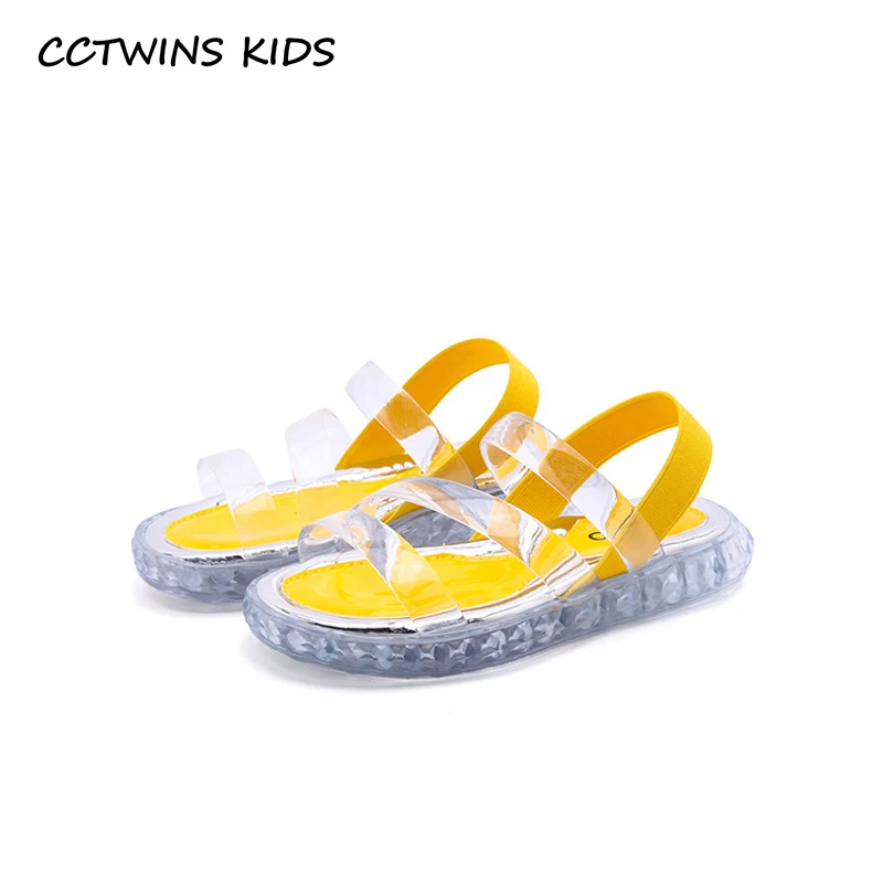 

CCTWINS Kids Shoes 2019 Summer Girls Fashion Princess Party Sandals Transparent Beach Flats Toddler Soft Barefoot Shoes BS331