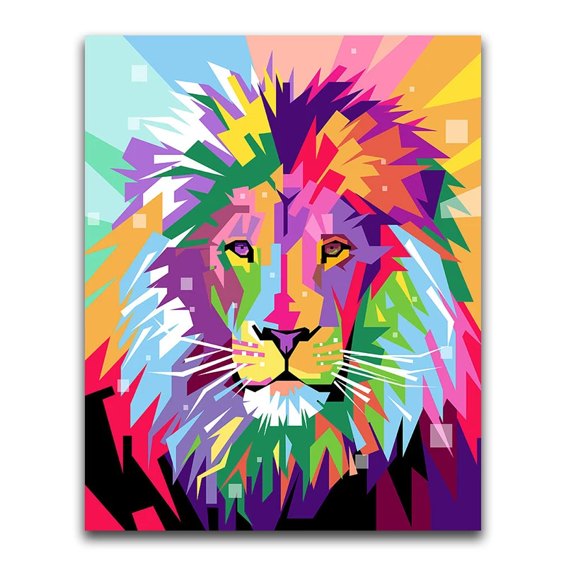 Full Square Diamond embroidery Animal Color DIY 3D Diamond mosaic Cartoon Full Round Diamond painting Cross stitch lion