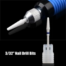 3/32» White Ceramic Nail Drill Bit Rotate Burr Milling Cutter Bits For Manicure Pedicure Tools Electric Nail File Accessories