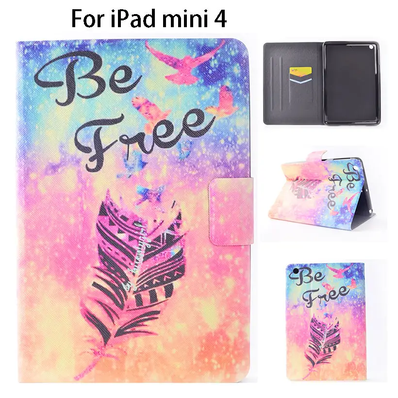 

Ultra Slim Painted TPU+PU Leather For iPad Mini 4 Case For Apple iPad Mini4 Smart Case Cover Sleep Wake Flip Tablet Shell Fundas