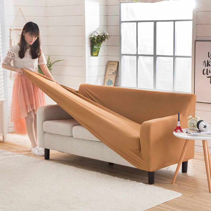 Modern Striped Sofa Slipcovers Knitted Jacquard Corner Sofa Cover Solid