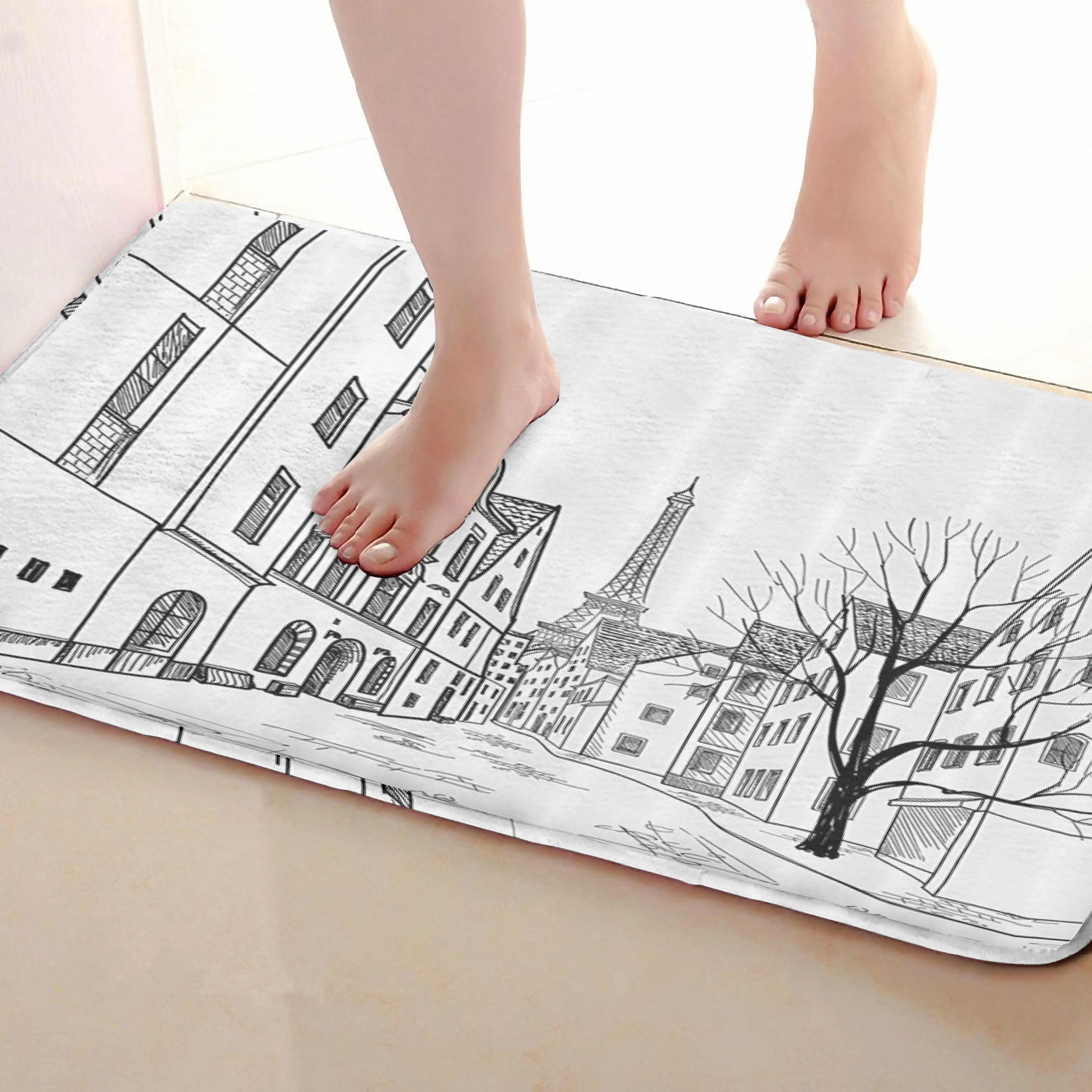 Городской стиль коврик для ванной комнаты, смешной Противоскользящий коврик для ванной, занавески для душа s аксессуары, соответствующие вашей душевой занавеске