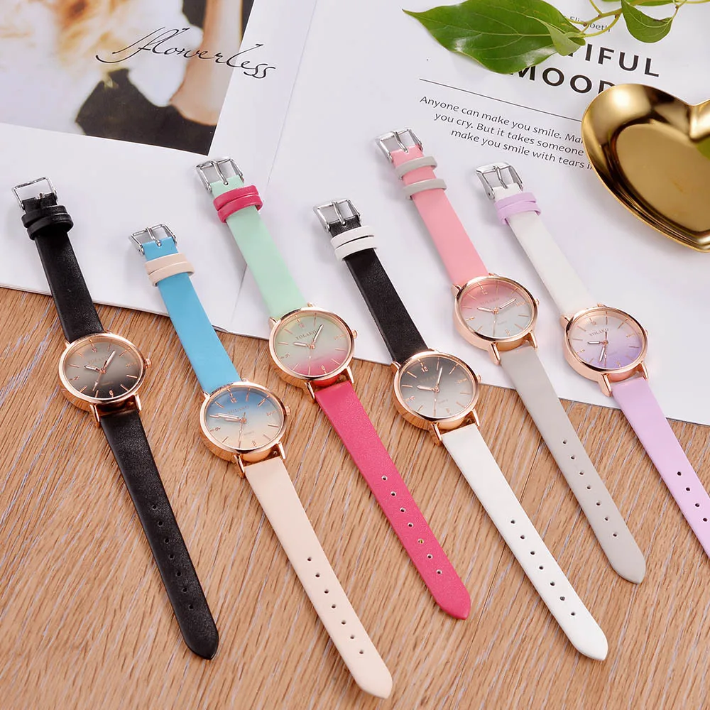 YOLAKO модный бренд для женщин часы повседневные кварцевые Кожаный ремешок Новый Аналоговые наручные часы для женщин часы 2019 Reloj Mujer A