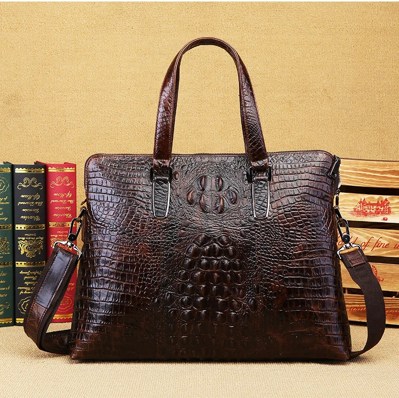 

Men's Business Briefcase Leather 14 Inch Laptop Handbag Real Leather Manager Bag Portfolio File Thin Shoulder Bag Notebook Bag