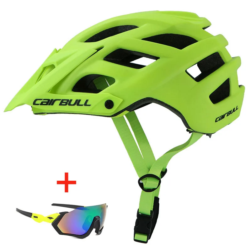 Велосипедный шлем с очками для велоспорта цельный шлем для шоссейного велосипеда MTB Мужской Женский шлем для спорта на открытом воздухе для езды на велосипеде - Цвет: Green