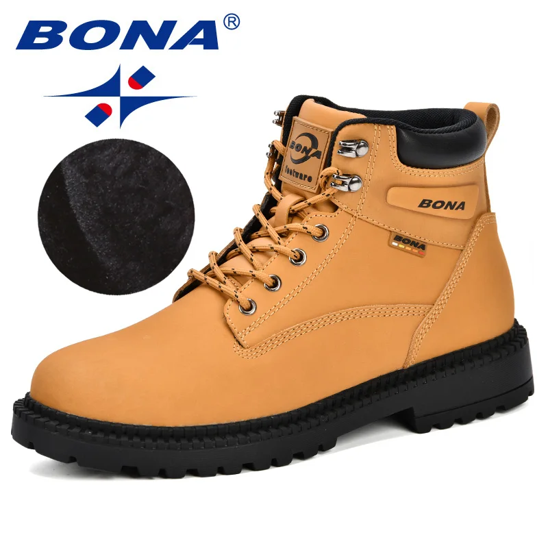 Cena BONA nowe markowe buty zimowe mężczyźni skóra nubukowa w stylu uniseks moda obuwie robocze kochanek Martin buty odkryte obuwie