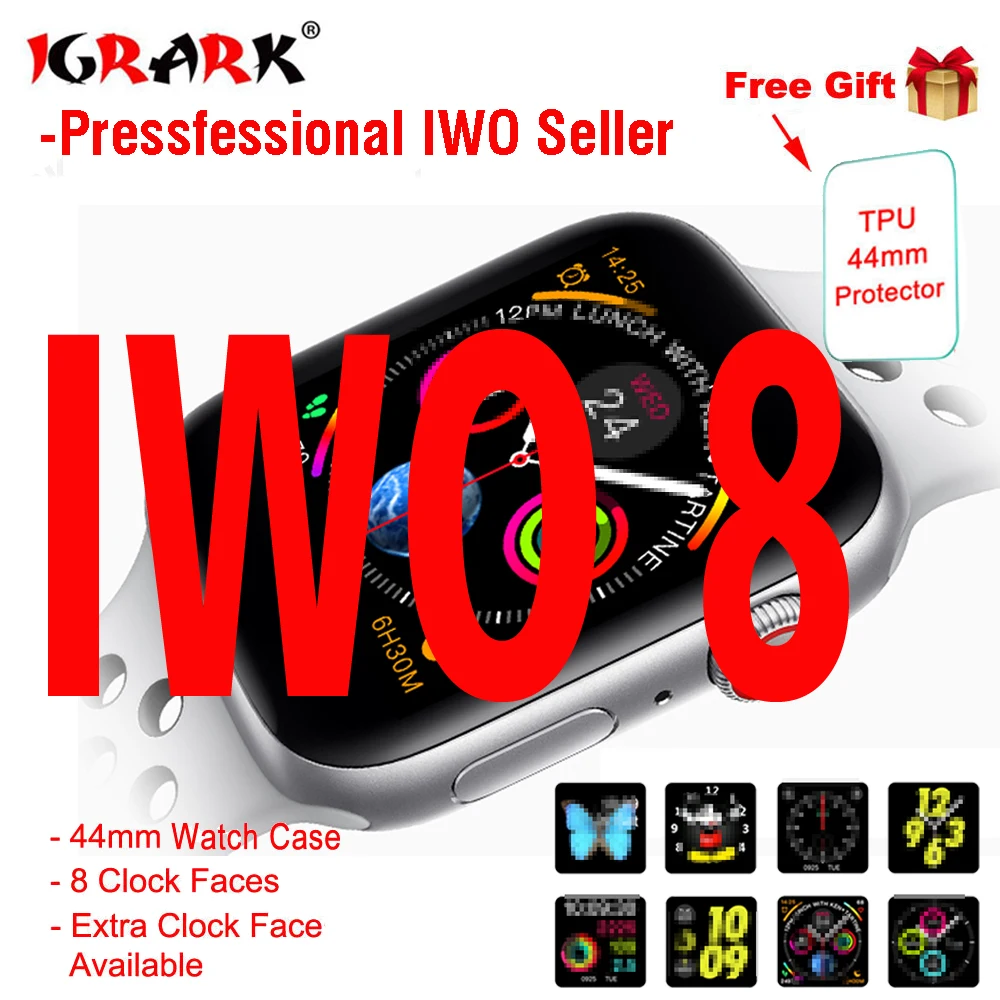 

IGRARK IWO 8 44mm Watch 4 Heart Rate Smart Watch case for apple iPhone Xiaomi Android phone IWO 5 upgrade NOT apple watch 3