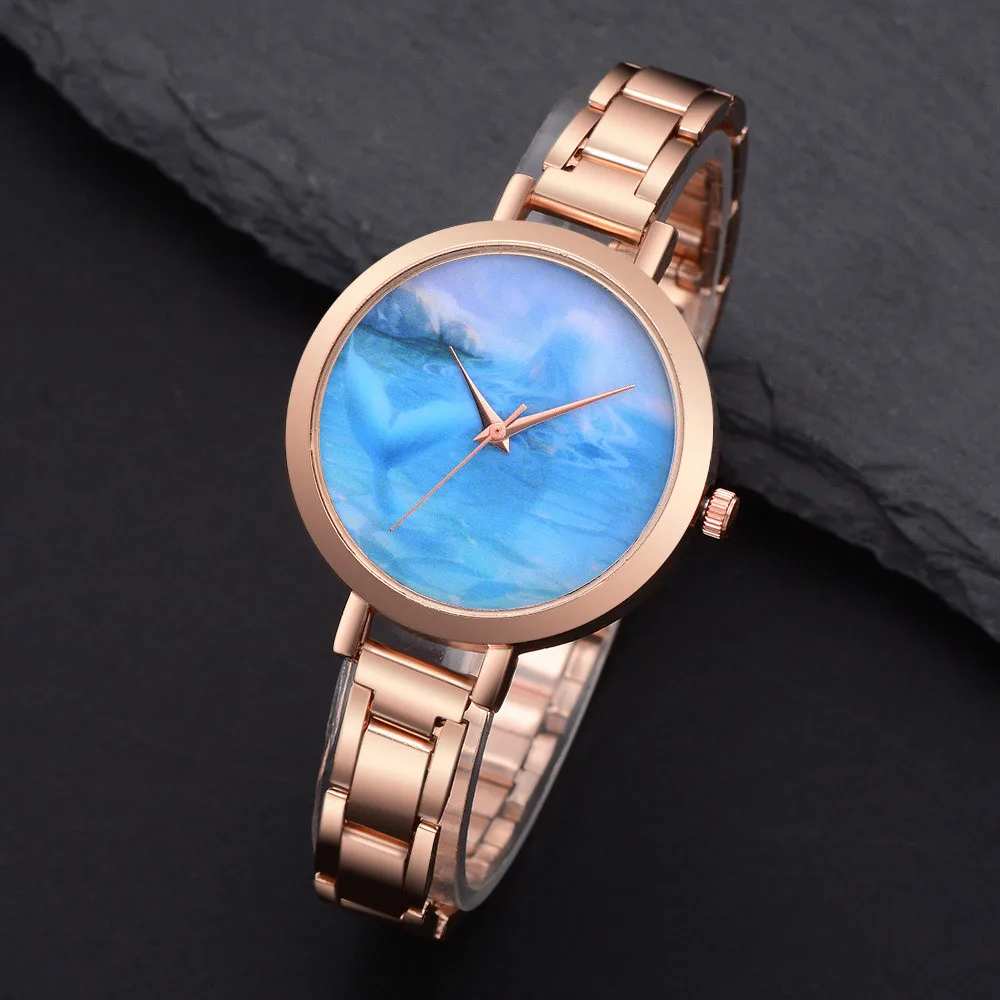 Sea blue dial Lvpai Women's Watch Steel Belt Quartz Wrist Watch Sea blue dial Lvpai Women's Watch Steel Belt Quartz Wrist Watch