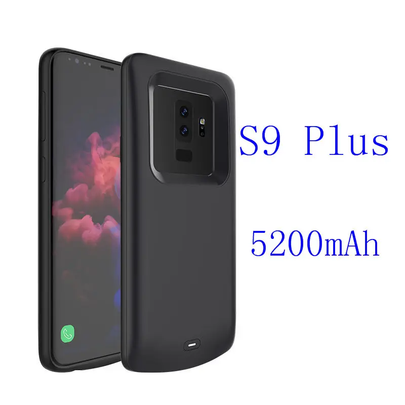 Тонкий чехол с аккумулятором для samsung Galaxy S9 Plus, 5200 мА/ч, Силиконовый противоударный перезаряжаемый внешний аккумулятор, чехол для зарядки samsung S9 - Цвет: S9P Black