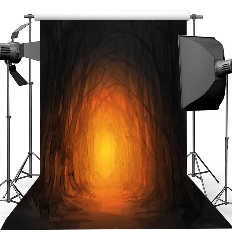 

NeoBack Halloween photography background Mysterious Forest Old Trees Background For Photo Horror Night Shining Backdrops