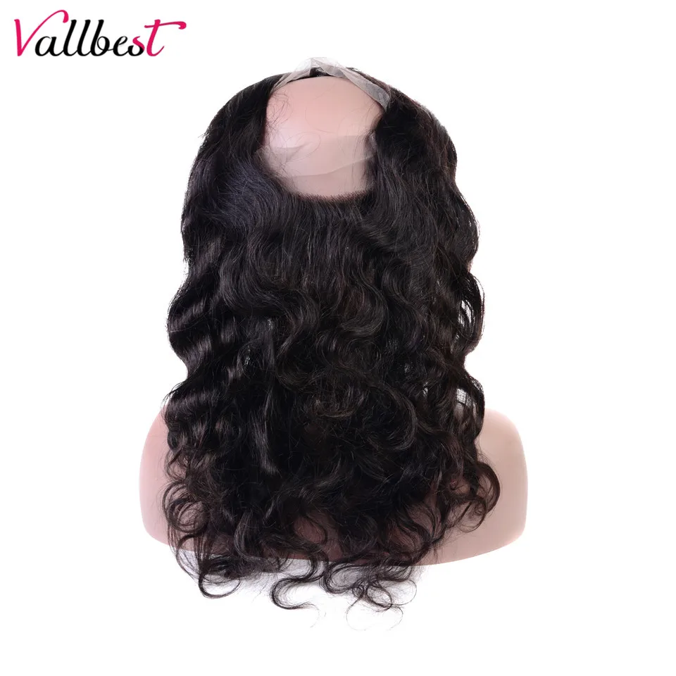 

Vallbest Peruvian Body Wave 360 Lace Frontal With Baby Hair Pre Plucked Human Hair Closure Can Adjusted Natural Black Remy Hair