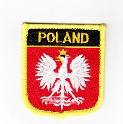 Нашивки с вышивкой с национальным флагом и Металлический Нагрудный значок с флагом Польша с орлом - Цвет: Badge Shield Patch